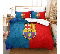 Equipo de Fútbol Barrelone Juego de Funda Nórdica 220X230cm (Cama de 150/160) Funda de Edredón de Microfibra Suave con 2 Fundas de Almohada 50x75