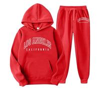 Equipo de fútbol para hombre y mujer pantalones para jersey con capucha estampados para el tiempo libre otoño e invierno con traje deportivo con borlas completo deportivo verano, rojo, XL