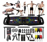 Equipo de gimnasio en casa 22 en 1, soportes portátiles para flexiones, tabla con asas para flexiones para sistemas de gimnasio en casa con 36 accesorios de gimnasio, barra de banda de resistencia