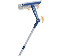 Equipo de limpieza de ventanas, mango largo de 120 cm, cepillo profesional de lavado de vidrio, raspador y almohadilla de microfibra para vidrio, pared, coche