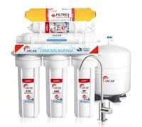 Equipo de Osmosis Inversa 6 Etapas Domestico con Membrana de 50 Gpd Incluye Filtros Osmosis Inversa 6 Etapas de Coconut Ecologico, Deposito Osmosis 5 Litros, Grifo de Osmosis Inversa y Bastidor ABS