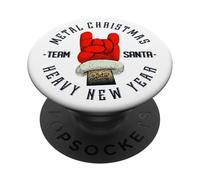 Equipo de Papá Noel con música navideña de Metal, Papá Noel Fresco de Navidad PopSockets PopGrip Adhesivo