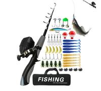 Equipo de para niños,Juego de para niños - Kit de con de Aparejos portátil,Caña de r telescópica de 1,6 m/5,25 pies, Equipo de para, Kits completos con de Almacenamiento de de Cebo para principi