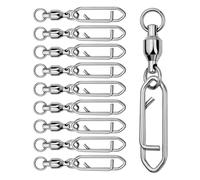 Equipo de pesca,Espirillos y mosquetones de pesca - 10X eslabón giratorio del conector de los botones a presión de | Anzuelos giratorios, hardware de, hardware terminal, de emerill
