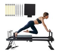 Equipo de Pilates Plegable para Entrenamientos con 4 Muelles y 5 Cuerdas, Máquina Reformadora de Pilates de Cuerpo Equilibrado con Tabla de Salto para el Hogar y el Gimnasio,A