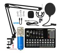 Equipo de podcast paquete Tarjeta de sonido en vivo V10 Conjunto de tarjeta de sonido Micrófono Teléfono móvil Tarjeta de sonido Conjunto completo de equipos de tarjeta de sonido(4)