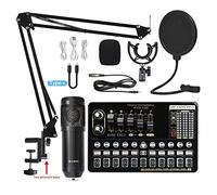 Equipo de podcast paquete Tarjeta de sonido en vivo V10 Conjunto de tarjeta de sonido Micrófono Teléfono móvil Tarjeta de sonido Conjunto completo de equipos de tarjeta de sonido(3)