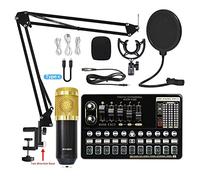 Equipo de podcast paquete Tarjeta de sonido en vivo V10 Conjunto de tarjeta de sonido Micrófono Teléfono móvil Tarjeta de sonido Conjunto completo de equipos de tarjeta de sonido(1)