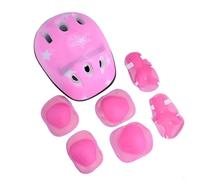 Equipo de protección infantil con casco, rodilleras, coderas y muñequeras para ciclismo, patinaje sobre ruedas y patineta, ajuste ajustable para niños y niñas de 5 a 16 años (rosa)