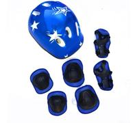 Equipo de protección infantil con casco, rodilleras, coderas y muñequeras para ciclismo, patinaje sobre ruedas y patineta, ajuste ajustable para niños y niñas de 5 a 16 años (azul)