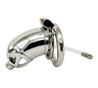 Equipo de protección para hombres de acero inoxidable ahuecado - con catéter de silicona y anillo antirotura A27 (55mm)