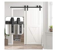 Equipo de puerta corredera, Herrajes for puertas de granero con riel de rodillo colgante for puerta doble corrediza de derivación, accesorio for puerta en forma de J(4FT 1210mm)