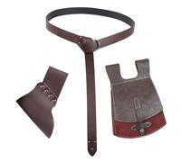 Equipo de recreación con riñonera de piel sintética para reuniones LARP y espectáculos de escenario, equipo de recreación histórica, bolsa de cinturón medieval para disfraz, Juego de tres piezas