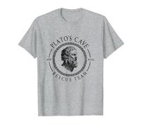 Equipo De Rescate E La Cueva De Platos Filosofía Platón Camiseta, Hombre, Gris Jaspeado, 4XL