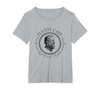 Equipo De Rescate E La Cueva De Platos Filosofía Platón Camiseta, Mujer Tallas Grandes, Gris Jaspeado, 5XL Grande