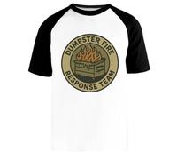Equipo De Respuesta Ante Incendios En Contenedores De Basura Camiseta Beisbol Blanca Unisex Manga Corta Negra Unisex White Baseball T-Shirt Black Short Sleeve
