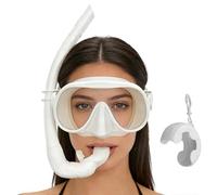 Equipo De Snorkel para Adultos - Máscara Panorámica De Visión Amplia con Tubo Seco | Gafas De Buceo con Templado Antivaho | Set De Snorkel Antifugas Portátil Y Plegable para Viajes Y Natación