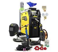 Equipo de soldadura combinado Rustler 350C PRO - Inverter MIG MAG 350A - Soldadora de gas de protección Synergic 400 V - 4 ruedas, WIG Lift & E-Hand - Kit profesional con casco, botella de gas y