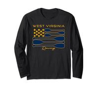 Equipo de tripulación con estampado de la bandera de EE. UU., de West Virginia Rowing Oars Manga Larga