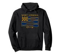 Equipo de tripulación con estampado de la bandera de EE. UU., de West Virginia Rowing Oars Sudadera con Capucha