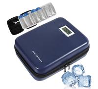Equipo de viaje médico diario: bolsa de medicina aislada, caja de almacenamiento en frío | Protección de medicamentos en vuelo, bolsa de enfriamiento con monitor de temperatura y paquetes de hielo par