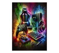 Equipo Gaming 1000 Piezas Mini Puzzle para Adultos | 38 x 26 cm cartón decoración de salón corte preciso regalo cumpleaños relajación espíritu