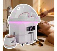 Equipo Head Spa todo-en-uno con lavabo para champú, fumigación a vapor y cromoterapia LED, tanque 60L / drenaje 20L integrado, portátil de salón para detox del cuero cabelludo y relajación