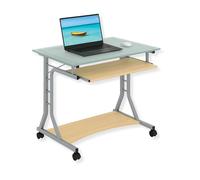 Equipo original de escritorio para PC compacto de metal y vidrio con ruedas