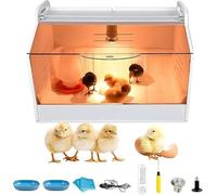 Equipo para incubadoras de pollitos de aves de corral, caja de cría de pollitos, incubadora para pollos, caja de cría de pollitos, caja de cría con abertura transparente, con termómetro y lámpara para