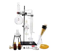 Equipo profesional de destilación de vapor de vidrio de 500 ml de química de vidrio de destilación de aceite esencial DIY Kit de laboratorio de cristalería con frasco engrosado condensador serpentina