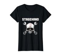 Equipo técnico de Teatro Entre bastidores con diseño de Llave de Calavera Camiseta gráfica económica, Mujer, Negro, XS