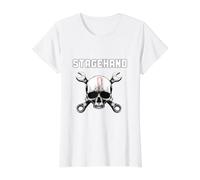 Equipo técnico de Teatro Entre bastidores con diseño de Llave de Calavera Camiseta gráfica económica, Mujer, Blanco, XL
