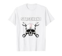 Equipo técnico de Teatro Entre bastidores con diseño de Llave de Calavera Camiseta gráfica económica, Hombre, Blanco, L