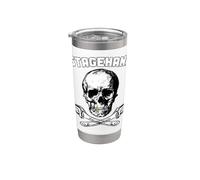 Equipo técnico StageHand Skull Crossed C Wrench Backstage Theater Vaso térmico de acero inoxidable de doble pared
