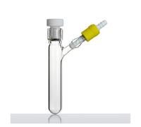 Equipos y suministros de laboratorio Botella de reacción pared gruesa, tapón roscado PTFE n.° 15, válvula alto vacío 8 mm con orificio ventilación P26
