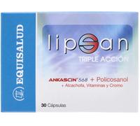 Lipsan Triple Acción - Control del Colesterol y Metabolismo Lipídico | Con Ankascin®568 sin monacolina K, Alcachofa, Policosanol y Vitaminas B | Equisalud | 30 Cápsulas