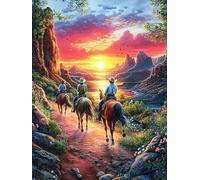 Equitación al Atardecer Rompecabezas 1000 Piezas Cartón para Toda La Familia Cuentos de Hadas fantásticos de Animales Salvajes Tiempo Libre Entretenimiento Sin Pantalla 1000 PCS