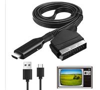 Equiyoal Adaptador HDMI a Euroconector Convertidor de Entrada HDMI a Salida SCART 1080P Escalador de Vídeo Compuesto para Conectar TV Antigua Compatible con Fire Stick, Xbox, PS4 y Sky Box