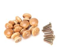 equlup 10Pcs Drawer Knobs, S/M/L 22mm / 0.79inch Natural Wooden Furniture Pull Handle Mushroom Kitchen Cabinet Knob for Cupboard, Door, Dresser (Large size 33MM)