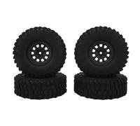 equlup 4 unids RC Coche neumático Rueda 120mm 1.9in Caucho beadlock Ruedas y neumáticos con 10 radios Nylon Rueda Cubo RC Piezas de Coche foraxial scx10 90046 (Black)