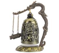 equlup Campana de dragón Vintage, pequeña Campana de Bronce Tallada con Cerradura de dragón, Manualidades, Adornos coleccionables de Feng Shui, decoración para Escritorio, hogar, Oficina