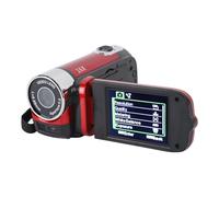 equlup Full HD 1080p 4K 48MP Video Camera Viduperordia 2.7in TFT Pantalla rotativa 16x Cámara de Video de Zoom Digital con Cable USB (Rojo)