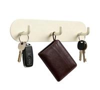 equlup Gancho de montaje en pared, organizador autoadhesivo para colgar llaves con 3 ganchos, soporte portátil para toallas y batas para el baño del hogar (color crema)