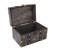 equlup Joyero de madera, cofre de almacenamiento de tesoro vintage de 7,09x4,53x4,06 pulgadas con cerradura codificada, estuche decorativo de recuerdo de cuero PU para cartas de tarot,