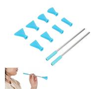 equlup Juego de 8 boquillas de soplado de paja, suministros de pintura acrílica, técnicas de vertido holandés, accesorios de herramientas de boquilla de pintura para floración de arte (Bleue)
