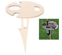 equlup Mesa de Picnic para Vino, Estante para Vino de Madera Maciza, Mesa Plegable para Exteriores, portavasos Redondos con conexión a Tierra con Agujeros de Diferentes tamaños para