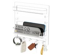 equlup Organizador de estantes de Montaje en Pared, Autoadhesivo en Dormitorio, Almacenamiento Junto a la Cama con Ganchos, 24x23x5,4 cm/9,4x9,1x2,1 Pulgadas, Soporte de plástico para (Clara)