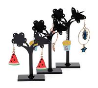 equlup Soporte de exhibición de pendientes, soporte organizador de joyas de 3 piezas para tocador (mariposa (negro))