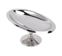 equlup Tazón de postre de acero inoxidable, 6.7x2.8x3.7in Taza con base ovalada Soporte para servir helado Soporte reutilizable Bandeja de pedestal plateada para ensalada, refrigerio, (Estilo 1)