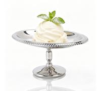 equlup Tazón de postre de acero inoxidable, 6.7x2.8x3.7in Taza con base ovalada Soporte para servir helado Soporte reutilizable Bandeja de pedestal plateada para ensalada, refrigerio, (Estilo 2)